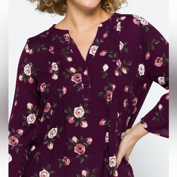 NWT Fun2Fun Kearney Henley Top Dark Purple - Picture 4 of 8